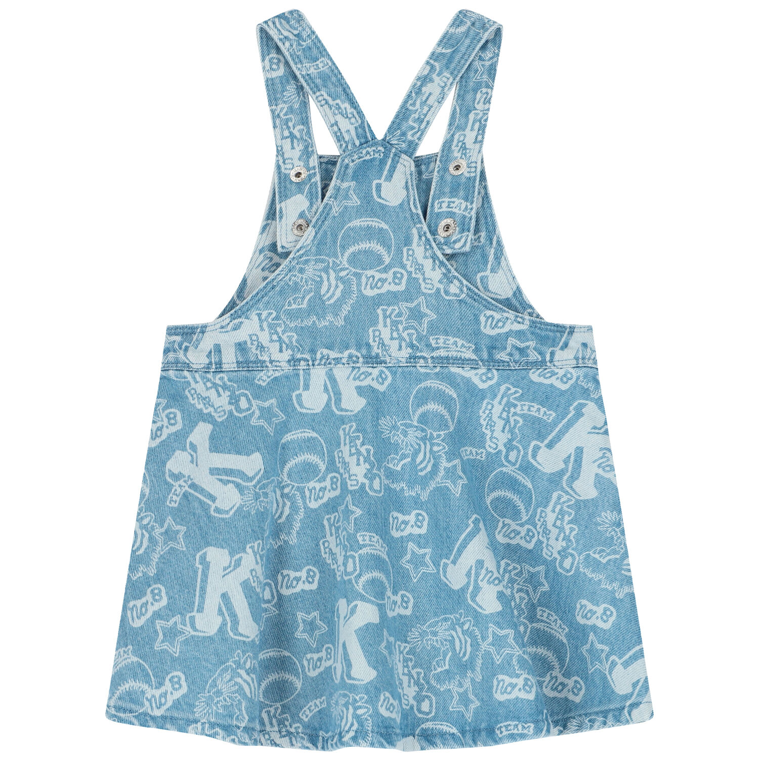 Younger Girls Blue Denim Varsity Logo Dress, 1, hi-res